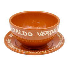 Load image into Gallery viewer, Set of 4 Portuguese Terracotta Caldo Verde Bowls with Plates – Traditional Clay Soup Set Handcrafted in Portugal