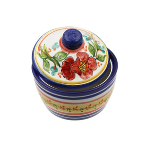 Hand-painted Portuguese Pottery Clay Terracotta Decorative Dish with Lid