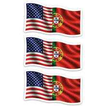 Load image into Gallery viewer, USA & Portugal Waving Flag Stickers, Set of 3