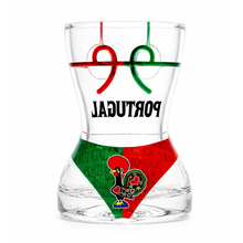 Load image into Gallery viewer, Portugal Bikini Shot Glass Set of 2 – Curvy Glass Design with Flag & Rooster