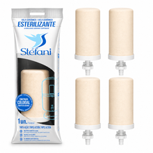 Load image into Gallery viewer, Stefani Sterilizing Ceramic Water Filter Cartridge Set – Triple Action Filtration with Activated Carbon & Silver (4 Pack)