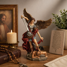 Load image into Gallery viewer, St. Michael the Archangel Statue – Catholic Resin Figurine with Sword, 6.4”