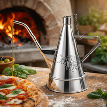 Load image into Gallery viewer, Stainless Steel Olive Oil Dispenser Almotolia -Traditional Portuguese Oil Can Kitchen Drizzle Bottle with Spout