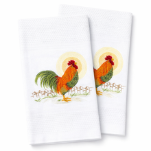 Load image into Gallery viewer, Portuguese Embroidered Cotton Tea Towels – Set of 2, 100% Cotton (28" x 20.5") - Crowing Rooster