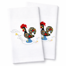 Load image into Gallery viewer, Portuguese Embroidered Cotton Tea Towels – Set of 2, 100% Cotton (28" x 20.5") - Portugal Rooster