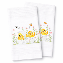 Load image into Gallery viewer, Portuguese Embroidered Cotton Tea Towels – Set of 2, 100% Cotton (28" x 20.5") - Spring Chicks