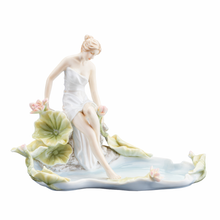 Load image into Gallery viewer, Lady by the Lily Pond Porcelain Decorative Tray & Figurine