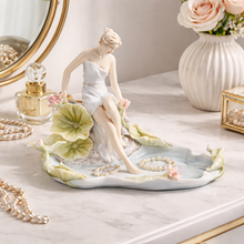 Load image into Gallery viewer, Lady by the Lily Pond Porcelain Decorative Tray & Figurine