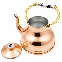 Load image into Gallery viewer, Handcrafted Portuguese Copper Tea Kettle with Tin-Lined Interior & Ceramic Handle