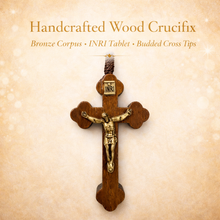 Load image into Gallery viewer, Handcrafted Our Lady of Aparecida Rosary, Natural Wood Beads, Bronze Corpus Crucifix, Catholic Gift
