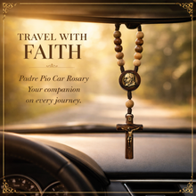 Load image into Gallery viewer, Padre Pio Car Rosary in Imbuia Wood with Antique Bronze Crucifix and Toggle Clasp