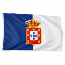 Load image into Gallery viewer, Portuguese Kingdom Flag 3' x 5' – Blue & White Royal Flag with Crown and Coat of Arms