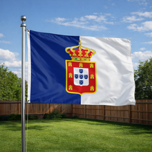 Load image into Gallery viewer, Portuguese Kingdom Flag 3' x 5' – Blue & White Royal Flag with Crown and Coat of Arms