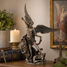 Load image into Gallery viewer, St. Michael the Archangel Statue – Catholic Cold Cast Bronze Figurine with Sword, 9.1”