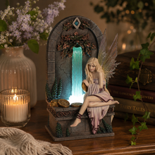 Load image into Gallery viewer, Fairy Wishing Well Lighted Fountain Statue – Fantasy LED Waterfall Figurine, 9.1”