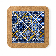 Load image into Gallery viewer, Portuguese Azulejo Cork Trivet with Ceramic Tile Centerpiece – Heat Resistant Kitchen Hot Pad