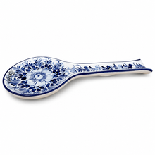 Load image into Gallery viewer, Hand-Painted Portuguese Blue & White Floral Ceramic Spoon Rest, 10"