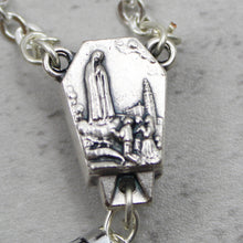 Load image into Gallery viewer, Our Lady of Fatima Rosary with Purple Iridescent Beads, Medallion, and Case