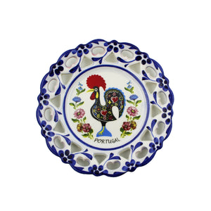 Traditional Portuguese Blue Floral Rooster 5" Decorative Plate