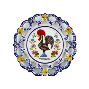 Traditional Portuguese Blue Floral Rooster 7.5" Decorative Plate