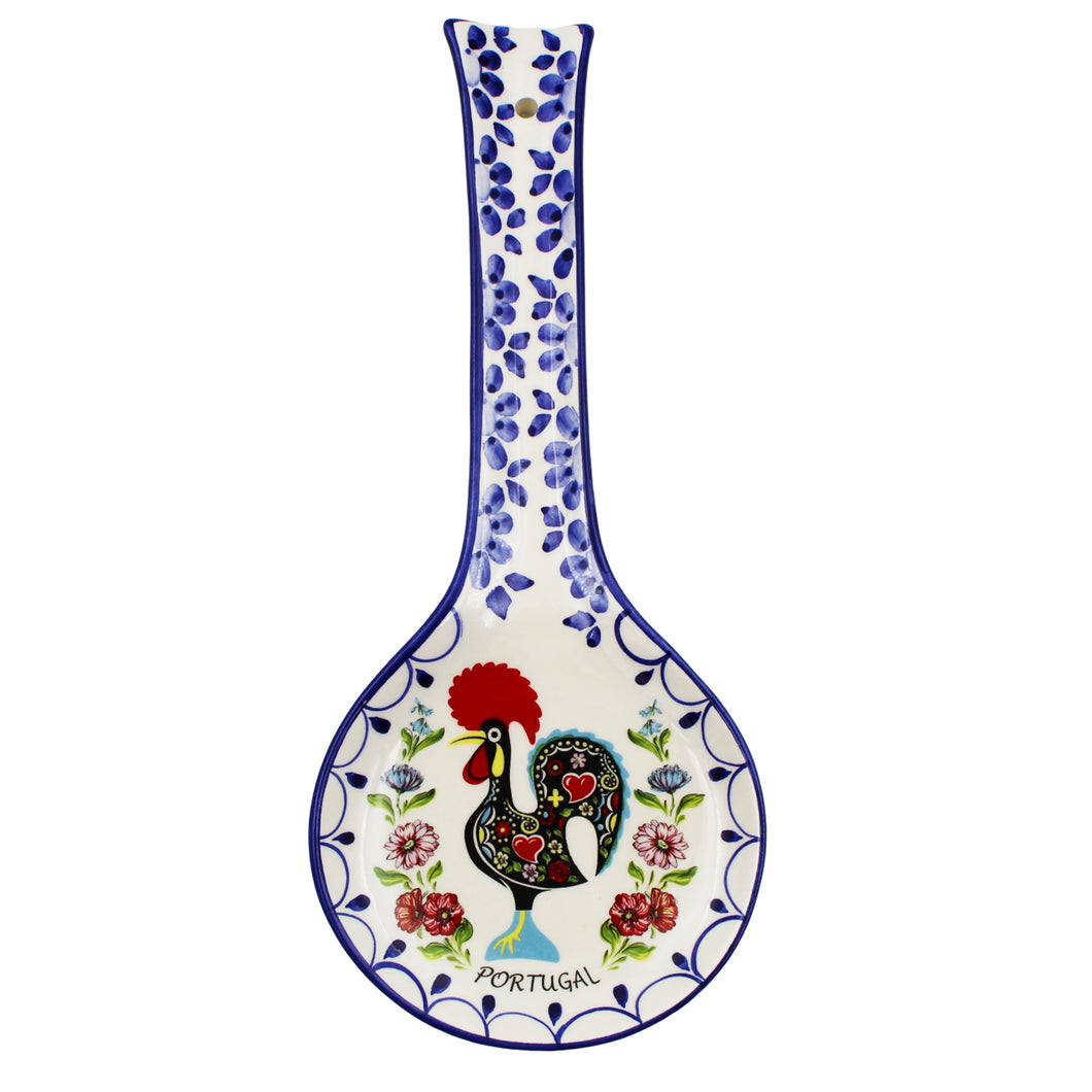 Hand-painted Decorative Ceramic Portuguese Good Luck Rooster Spoon Rest