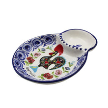 Load image into Gallery viewer, Hand-painted Decorative Ceramic Portuguese Blue Floral and Rooster Olive Dish

