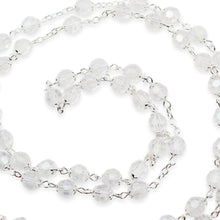 Load image into Gallery viewer, Our Lady of Fatima Rosary – 8mm Clear Faceted Crystal Beads with Silver Tone Crucifix
