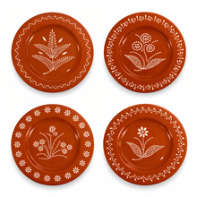 Load image into Gallery viewer, Socerâmica Hand-Painted Terracotta Dessert Plates, Set of 4, Made in Portugal