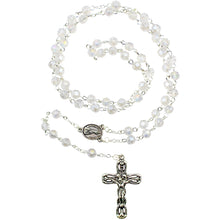 Load image into Gallery viewer, Our Lady of Fatima Rosary - 6mm Iridescent Faceted Crystal Beads with Silver Tone Crucifix