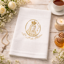 Load image into Gallery viewer, Portuguese Embroidered Cotton Tea Towels – Set of 2, 100% Cotton (28" x 20.5") - Our Lady of Fatima