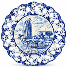 Load image into Gallery viewer, Hand-Painted Portuguese Ceramic Azulejo Plate – Fatima Design, 11"