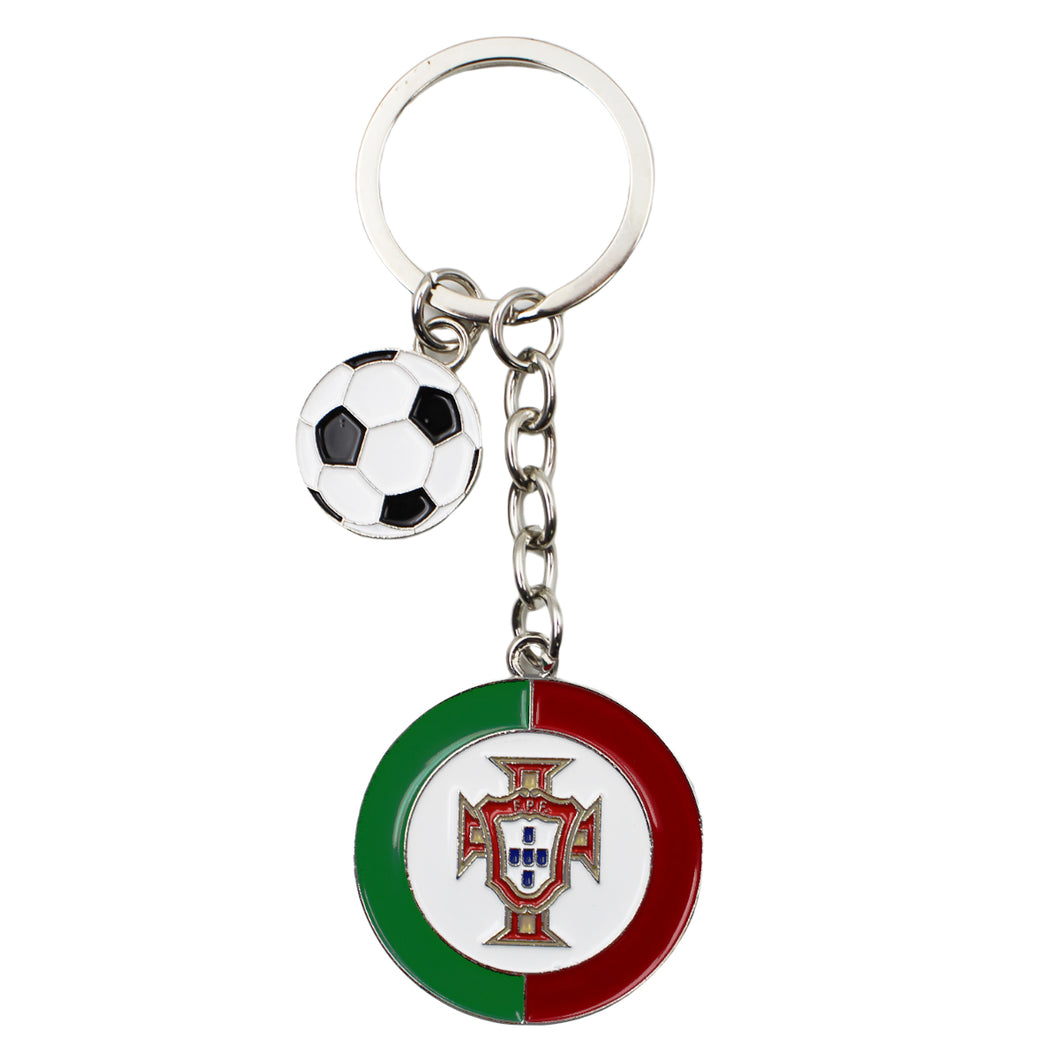 Portugal National Team Round Keychain with Soccer Ball