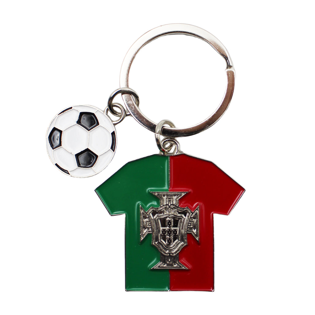 Portugal National Team T-Shirt Keychain with Soccer Ball