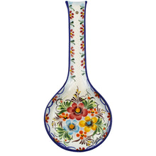 Load image into Gallery viewer, Hand-painted Decorative Ceramic Portuguese Blue Floral Spoon Rest
