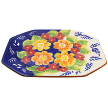 Load image into Gallery viewer, Xarazarte Primavera Floral Octagonal Platter, Hand-Painted Terracotta