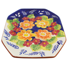 Load image into Gallery viewer, Xarazarte Primavera Floral Octagonal Platter, Hand-Painted Terracotta