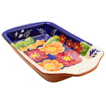 Load image into Gallery viewer, Xarazarte Primavera Floral Rectangular Baking Dish, Hand-Painted Terracotta
