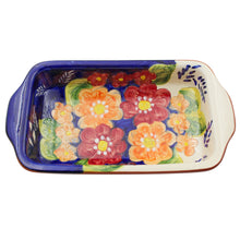 Load image into Gallery viewer, Xarazarte Primavera Floral Rectangular Baking Dish, Hand-Painted Terracotta