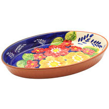 Load image into Gallery viewer, Xarazarte Primavera Floral Oval Serving Dish, Hand-Painted Terracotta