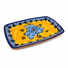 Load image into Gallery viewer, Xarazarte Azulejo Sol Small Rectangular Platter, Hand-Painted Terracotta