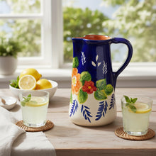 Load image into Gallery viewer, Xarazarte Primavera Floral Pitcher, Hand-Painted Terracotta
