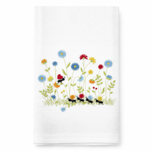 Load image into Gallery viewer, Portuguese Embroidered Cotton Tea Towels – Set of 2, 100% Cotton (28" x 20.5") - Wildflowers & Ants