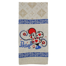 Load image into Gallery viewer, Traditional Portuguese Good Luck Rooster Blue &amp; Beige Cotton Kitchen Dish Towel, Set of 2
