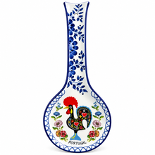 Load image into Gallery viewer, Hand-Painted Portuguese Ceramic Spoon Rest – Rooster Design, 10"