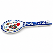 Load image into Gallery viewer, Hand-Painted Portuguese Ceramic Spoon Rest – Rooster Design, 10"