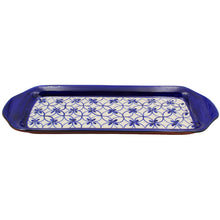 Load image into Gallery viewer, Xarazarte Geometric Blue Rectangular Platter, Hand-Painted Terracotta