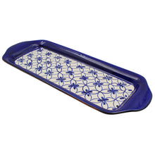 Load image into Gallery viewer, Xarazarte Geometric Blue Rectangular Platter, Hand-Painted Terracotta