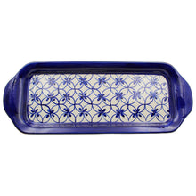 Load image into Gallery viewer, Xarazarte Geometric Blue Rectangular Platter, Hand-Painted Terracotta