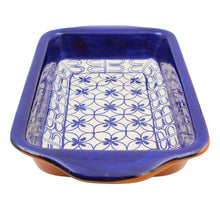 Load image into Gallery viewer, Xarazarte Geometric Blue Rectangular Baking Dish, Hand-Painted Terracotta
