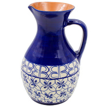 Load image into Gallery viewer, Xarazarte Geometric Blue Wine Pitcher, Hand-Painted Terracotta